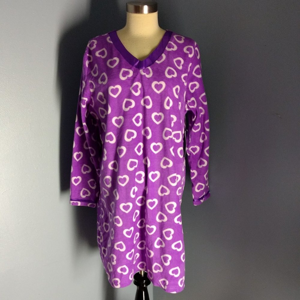 Hotel Spa Sleep Shirt M Pajama Micro Fleece Purple